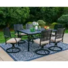 7pc Outdoor Dining Set With Steel Swivel Chairs & Large Rectangle Metal Table With Umbrella Hole - Black - Captiva Designs -Furniture GUEST a8d07246 ce2c 4822 8543 264d259c25c3