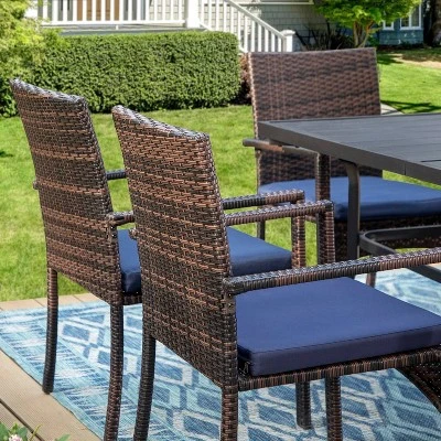 5pc Patio Dining Set With Round Table & Wicker Rattan Chairs - Captiva Designs: Weather-Resistant, Umbrella Hole 11 5pc Patio Dining Set With Round Table & Wicker Rattan Chairs - Captiva Designs: Weather-Resistant, Umbrella Hole - Image 9