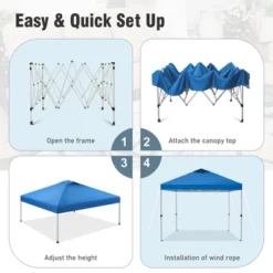 Captiva Designs 10’ X 10’ Outdoor Pop-Up Canopy Tent - Portable Sun Shelter For Camping & Events (Blue) -Furniture GUEST a8f73900 37cc 4c3e bb1e 558acef3b60a