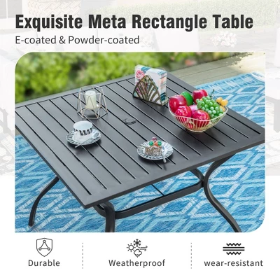 Captiva Designs 5pc Outdooe Patio Dining Set With Steel Frame Table & Quick-dry Sling Fixed Chairs 3 Captiva Designs 5pc Outdooe Patio Dining Set With Steel Frame Table & Quick-dry Sling Fixed Chairs