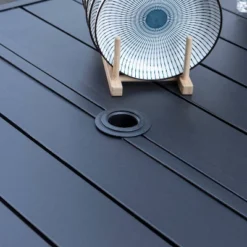 7pc Outdoor Dining Set With Swivel Sling Chairs & Metal Rectangle Table With Umbrella Hole - Black - Captiva Designs -Furniture GUEST a97f2c4d 3c0a 46d1 8bac aec48c60c364 8