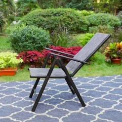 7pc Outdoor Dining Set With 7 Position Adjustable Chairs & Metal Frame Table With Umbrella Hole - Captiva Designs -Furniture GUEST aad1b0cb 5a52 45b7 940d 6357aa88b32e