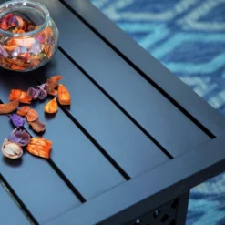 Captiva Designs 3pc Outdoor Patio Slatted Tabletop Square Dining Steel Table & Arm Chairs -Furniture GUEST aae6e730 821a 4b9c 8cb0 b136e6a87ccd 2