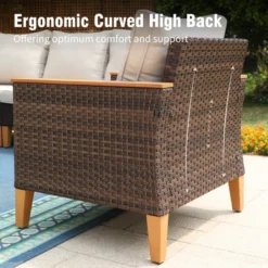 Captiva Designs 8pc Wicker Outdoor Patio Rattan Sectional Conversation Set With Fire Pit Table And Cushioned Ottoman -Furniture GUEST ab07153f 0d10 4ea4 8678 060e7045c021 3