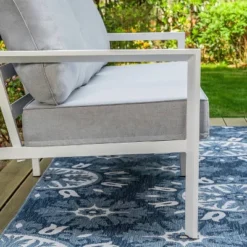 Captiva Designs 5pc Modern Aluminum Outdoor Patio Conversation Set With Ottomans -Furniture GUEST ab12b327 84a8 4d39 a500 79faa559bc19