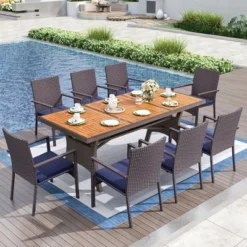 Captiva Designs 1pc Outdoor Patio Acacia Wood Dining Table With 1.96" Umbrella Hole -Furniture GUEST ab279ba3 0752 4381 89d6 8bd51af7b012