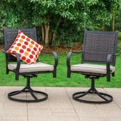 Rattan Wicker 360 Swivel Patio Dining Chairs - Captiva Designs -Furniture GUEST aba68a3f fd1d 46cd bf0a d343681e2be8