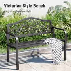 Captiva Designs Two Seat Cast Steel Garden Bench