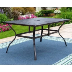 7pc Outdoor Dining Set With 7 Position Adjustable Chairs & Metal Frame Table With Umbrella Hole - Captiva Designs -Furniture GUEST ac5e2239 90ea 4c8f 983b c776b28cd457