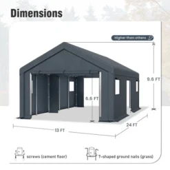 Captiva Designs Outdoor Portable Storage Shelter - Choose Between Two Spacious Garage Tents With Roll-Up Zipper Doors -Furniture GUEST aceb84fc 9c4c 4d6d 8b9b 957e0ed613bc