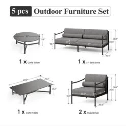 Captiva Designs Outdoor Patio Oversized Premium Conversation Sofa Set With Extra Thick Cushion And Coffee Table