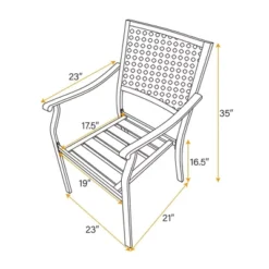 7pc Outdoor Dining Set With Steel Chairs & Large Metal Rectangle Table With Umbrella Hole - Captiva Designs -Furniture GUEST ad66aeda 06bf 4da2 96bf 51d0969031c7