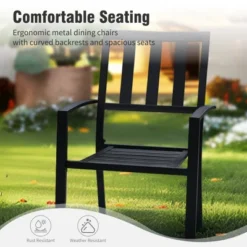 Captiva Designs 9pc Spacious Slat-top Rectangle Metal Table & Steel Stackable Chairs -Furniture GUEST ada03f7a e625 4f66 a5b7 c0b83359cb66 3