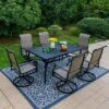 7pc Outdoor Dining Set With With Padded Sling Chairs & Metal Rectangle Table With Umbrella Hole - Captiva Designs -Furniture GUEST addf7134 ebb1 4405 8828 5e83b5dbb58b