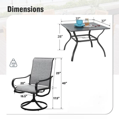 Captiva Designs 5pc Outdoor Patio Dining Set With Slat-top Table & Textilene Swivel Chairs 13 Captiva Designs 5pc Outdoor Patio Dining Set With Slat-top Table & Textilene Swivel Chairs - Image 11