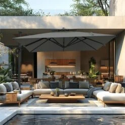 Captiva Designs 9 Ft X 12 Ft Premium Cantilever Patio Umbrella With 2-Tier Design -Furniture GUEST ae1d2008 0993 4580 94b6 420aade2390f