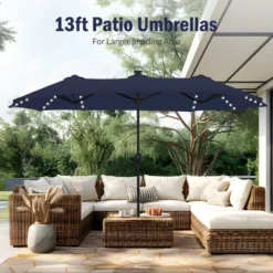 Captiva Designs 13ft Large Double-Sided Patio Umbrella, Outdoor Market Rectangle Umbrella (No Base)