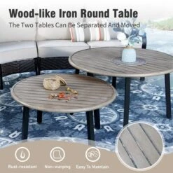 Captiva Designs 8pc Outdoor Half-Moon Sectional Patio Conversation Sets With 2 Round Table For Garden, Poolside, Balcony, Backyard -Furniture GUEST aede49d2 a472 4377 8a06 94738b1e87a1 1