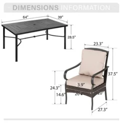 Captiva Designs 7pc Patio Dining Set With Rectangle Steel Table & Rattan Metal Arm Chairs -Furniture GUEST aefc77ca b6e4 4d62 b9cc a03d1b6d3cd3