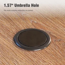 Captiva Designs 5pc Patio Wood-look Square Dining Table With Umbrella Hole & Textilene Swivel Chairs -Furniture GUEST afcda9b6 9e5a 4375 8376 70ff268e55fb 3