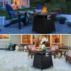 28" Outdoor Gas Fire Pit Table With Lid & Glass - Captiva Designs -Furniture GUEST b0754ca7 88fa 4435 9189 ddfeb7d676e5