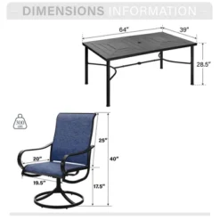 Captiva Designs 7pc Patio Dining Steel Rectangle Table & Textilene 360 Degree Swivel Chairs -Furniture GUEST b0e89c39 8dee 4550 aeac b9c65d9503a3