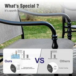 Captiva Designs 5pc Patio Dining Steel Dining Table With Umbrella Hole & Gray Textilene Arm Chairs -Furniture GUEST b0f47792 d172 4108 986a 857c0ebe6236 1