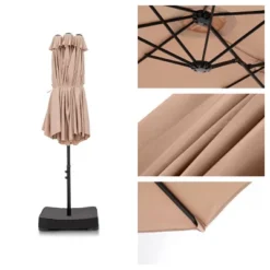 Rectangular Outdoor Patio Market Umbrella With Extra Large Base And Sand Bags - Captiva Designs