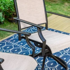 5pc Outdoor Dining Set With Swivel Sling Chairs & Metal Slat Square Table With 1.57" Umbrella Hole - Captiva Designs -Furniture GUEST b20ced18 de35 4943 a96f 2a496cbbac59 3