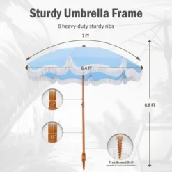 Captiva Designs 7ft Portable Patio Umbrella With Fringe - Stylish Outdoor Shade With UPF 50+ Protection (No Base) -Furniture GUEST b211634a 2186 4043 b8c1 38118f9a30f1