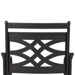 7pc Outdoor Dining Set With 6 Chairs With Seat & Back Cushions & Metal Rectangle Table With Umbrella Hole - Captiva Designs -Furniture GUEST b2b22f97 5cb1 4d7f a309 95c07955993d