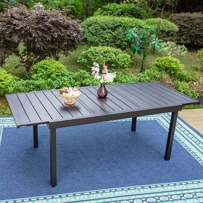 7pc Patio Dining Set With Expandable Steel Table & Metal Padded Arm Chairs - Captiva Designs 4 7pc Patio Dining Set With Expandable Steel Table & Metal Padded Arm Chairs - Captiva Designs - Image 2