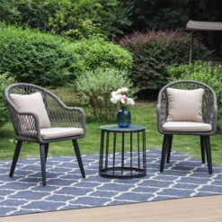 3pc Conversation Set With Chairs, Cushions & Table - Captiva Designs -Furniture GUEST b3cc6724 7ab6 42f7 9f52 8615540161b4