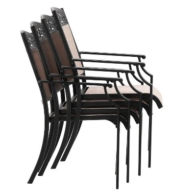 7pc Outdoor Dining Set With Sling Chairs & Large Rectangle Table With Umbrella Hole - Captiva Designs 7 7pc Outdoor Dining Set With Sling Chairs & Large Rectangle Table With Umbrella Hole - Captiva Designs - Image 5