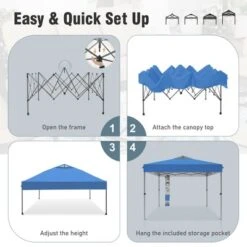 Captiva Designs 10’x10’ Instant Pop Up Canopy Tent – One-Push Setup With Vented Roof, Includes Storage Bag And Accessories -Furniture GUEST b5341b19 c763 4d6a 8a0a c75b072e0e45