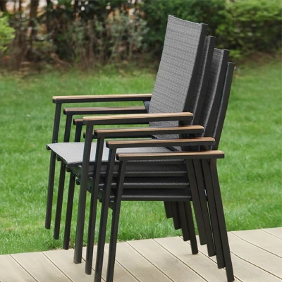 3pc Patio Dining Set With Small Square Table With Umbrella Hole & Lightweight Sling Chairs - Captiva Designs: Outdoor Furniture For Balcony 8 3pc Patio Dining Set With Small Square Table With Umbrella Hole & Lightweight Sling Chairs - Captiva Designs: Outdoor Furniture For Balcony - Image 6