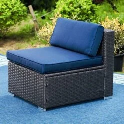 6pc Outdoor Rattan Wicker Sectional Sofa Set - Blue - Captiva Designs -Furniture GUEST b61ae236 45dd 4752 9c9d 83fc368ce98a