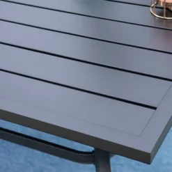 7pc Outdoor Dining Set With Swivel Sling Chairs & Rectangle Table With Umbrella Hole - Black - Captiva Designs -Furniture GUEST b65d627e 95ee 4e13 bcb2 9f2767922d1b 3