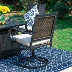 5pc Patio Dining Set With Steel Fire Pit Table & 360 Swivel Chairs - Captiva Designs -Furniture GUEST b675f7ed a544 495a 87fd bf8f93945db9