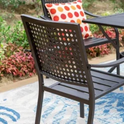 5pc Outdoor Dining Set With Metal Slat Round Table With Umbrella Hole - Captiva Designs -Furniture GUEST b7c26005 681b 499d 9f4d 2c11e64e8c8c 1