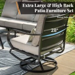 Captiva Designs 4 PCS Metal Patio Furniture Conversation Set With Swivel Armchairs For Garden Porch Backyard -Furniture GUEST b84bbae1 09a1 4508 8078 b8e8757eccca