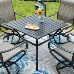 Patio Set With Steel Table With 1.57" Umbrella Hole & 360 Swivel Sling Arm Chairs - Captiva Designs -Furniture GUEST b858b8aa 0691 4ca8 9845 e113f7ad5873