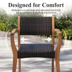 Captiva Designs 9pc Acacia Wood Patio Furniture Set With Expandable Dining Table & Arm Chairs -Furniture GUEST b8918d44 dc5d 4fda bfc8 750db1fb6b42