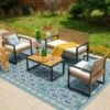 Captiva Designs 4pc Conversation Set: Rattan Loveseat, Coffee Table, Weather-Resistant -Furniture GUEST b98d3c2c d696 4637 aded db49aa91b147