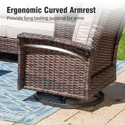 Captiva Designs 4pc Oversized Patio Outdoor Wicker Furniture Conversation Sofa Set With Coffee Table For Garden Yard Porch 6 Captiva Designs 4pc Oversized Patio Outdoor Wicker Furniture Conversation Sofa Set With Coffee Table For Garden Yard Porch - Image 4