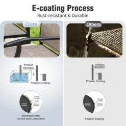 Captiva Designs 7pc Patio Dining Rectangular Black Steel Table & High Back Padded Grayish Brown Sling Armrest Chairs -Furniture GUEST bacd5391 0e4f 4e61 ad69 59a42215f348 5