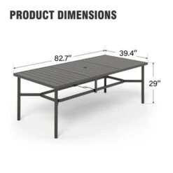 Captiva Designs 1pc Outdoor Patio Dining Spacious Rectangle Black Metal Table With Steel Frame -Furniture GUEST bb435f6a 61c1 4d57 badd 712c264ba8bf 1