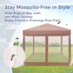 Captiva Designs 10x10 Ft Pop-Up Canopy Tent With UV Protection, Mesh Sidewalls, And Easy Setup Roller Bag, Beige -Furniture GUEST bca66f68 4ba9 4f8f 81be 1a8e550b1a2c