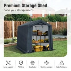 Captiva Designs Outdoor Portable Storage Shelter - Garage Tent With Roll-Up Zipper Doors & Vents For Motorcycles And Bikes (Gray)