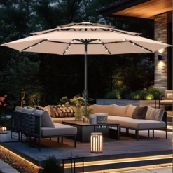 Captiva Designs 10ft Vented Patio Umbrella With 8 Sturdy Ribs For Garden, Poolside & Lawn -Furniture GUEST bcc296fd 2f04 40a2 8869 8ca0af750abc